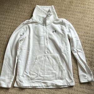 White 1/2 Zip Under Armour turtleneck hoodie